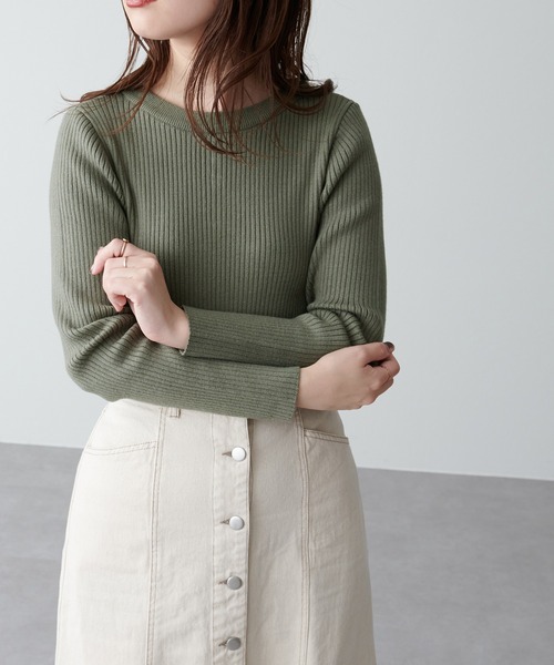 natural couture（ナチュラルクチュール）の「パール付き2WAYリブニット（ニット/セーター・レディース・チャコールグレー/ベージュ/ネイビー/カーキ/サックスブルー/アイボリー/その他1・FREE）」の21枚目の写真