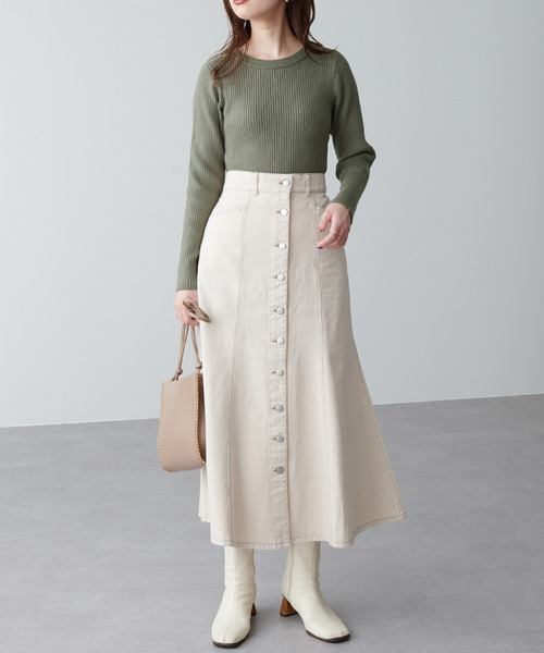 natural couture（ナチュラルクチュール）の「パール付き2WAYリブニット（ニット/セーター・レディース・チャコールグレー/ベージュ/ネイビー/カーキ/サックスブルー/アイボリー/その他1・FREE）」の22枚目の写真