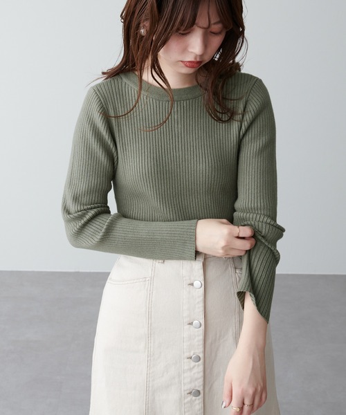 natural couture（ナチュラルクチュール）の「パール付き2WAYリブニット（ニット/セーター・レディース・チャコールグレー/ベージュ/ネイビー/カーキ/サックスブルー/アイボリー/その他1・FREE）」の20枚目の写真