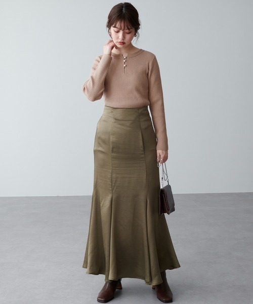 natural couture（ナチュラルクチュール）の「パール付き2WAYリブニット（ニット/セーター・レディース・チャコールグレー/ベージュ/ネイビー/カーキ/サックスブルー/アイボリー/その他1・FREE）」の16枚目の写真