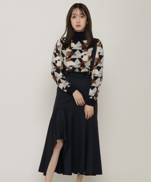 REDYAZEL（レディアゼル）の「サス付きイレギュラーヘムスカート（スカート・レディース・ブルー/カーキ/ネイビー・SMALL/MEDIUM）」の2枚目の写真