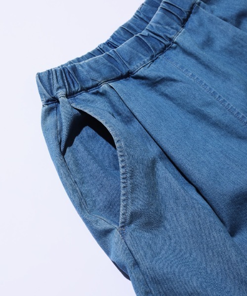 WILD THINGS（ワイルドシングス）の「【WILDTHINGS / ワイルドシングス】 SHELTECH DENIM TUCK WIDE PANTS シェルテックデニムタックワイドパンツ（デニムパンツ・レディース・ブルー系その他/ワンウォッシュ/オフホワイト・S/M）」の9枚目の写真