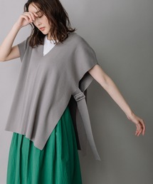 Munich | リネンコットン総針編みニットポンチョベスト(ベスト)