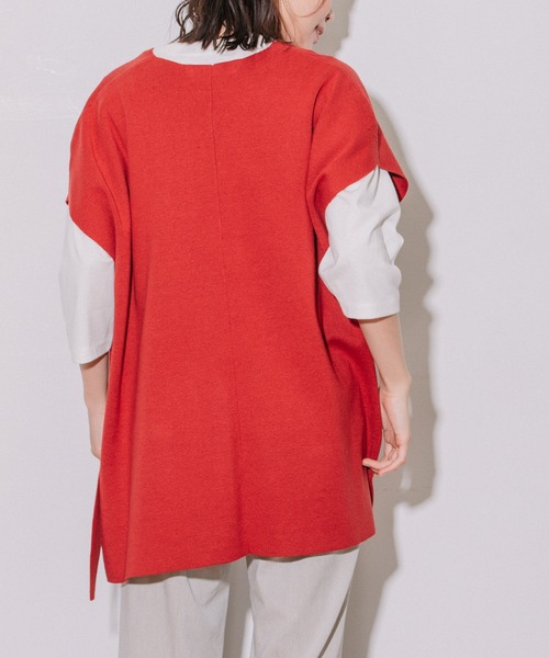 Munich(ミューニック)の「リネンコットン総針編みニットポンチョベスト(ベスト・レディース・ブラック/グレー/レッド/シルバーグレー・FREE)」の14枚目の写真