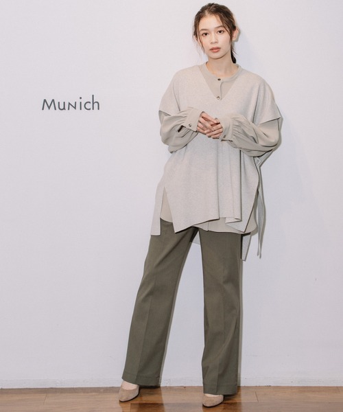 Munich(ミューニック)の「リネンコットン総針編みニットポンチョベスト(ベスト・レディース・ブラック/グレー/レッド/シルバーグレー・FREE)」の10枚目の写真