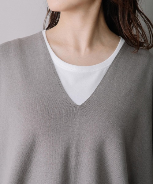 Munich(ミューニック)の「リネンコットン総針編みニットポンチョベスト(ベスト・レディース・ブラック/グレー/レッド/シルバーグレー・FREE)」の12枚目の写真