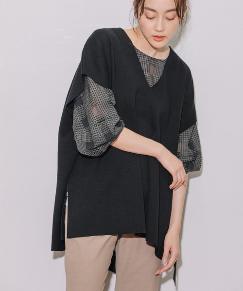 Munich(ミューニック)の「リネンコットン総針編みニットポンチョベスト(ベスト・レディース・ブラック/グレー/レッド/シルバーグレー・FREE)」の22枚目の写真