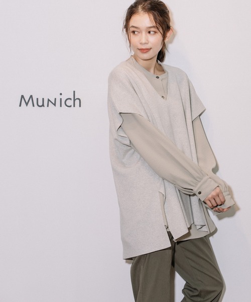 Munich(ミューニック)の「リネンコットン総針編みニットポンチョベスト(ベスト・レディース・ブラック/グレー/レッド/シルバーグレー・FREE)」の15枚目の写真