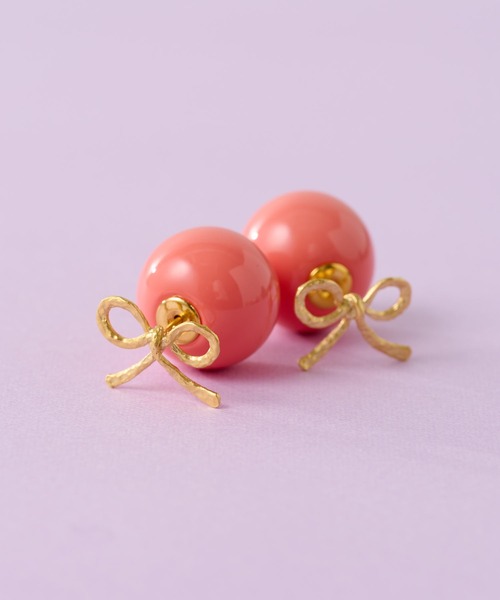 ear PAPILLONNER(イアパピヨネ)の「【WEB限定】ボールキャッチ2WAYピアス(リボン/フラワー)(ピアス(両耳用)・レディース・パープル/サーモンピンク/ライトグリーン/ライトブルー/ピンク/アイボリー/クリア・FREE/ONE SIZE)」の7枚目の写真