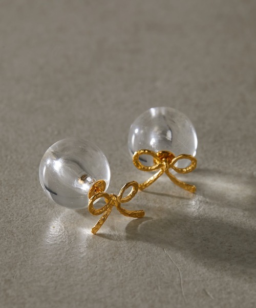 ear PAPILLONNER(イアパピヨネ)の「【WEB限定】ボールキャッチ2WAYピアス(リボン/フラワー)(ピアス(両耳用)・レディース・パープル/サーモンピンク/ライトグリーン/ライトブルー/ピンク/アイボリー/クリア・FREE/ONE SIZE)」の1枚目の写真