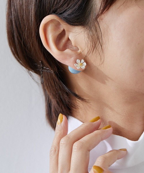ear PAPILLONNER(イアパピヨネ)の「【WEB限定】ボールキャッチ2WAYピアス(リボン/フラワー)(ピアス(両耳用)・レディース・パープル/サーモンピンク/ライトグリーン/ライトブルー/ピンク/アイボリー/クリア・FREE/ONE SIZE)」の14枚目の写真