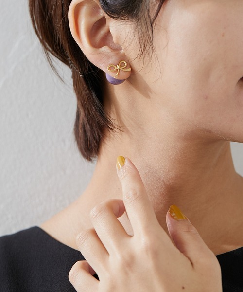 ear PAPILLONNER(イアパピヨネ)の「【WEB限定】ボールキャッチ2WAYピアス(リボン/フラワー)(ピアス(両耳用)・レディース・パープル/サーモンピンク/ライトグリーン/ライトブルー/ピンク/アイボリー/クリア・FREE/ONE SIZE)」の17枚目の写真