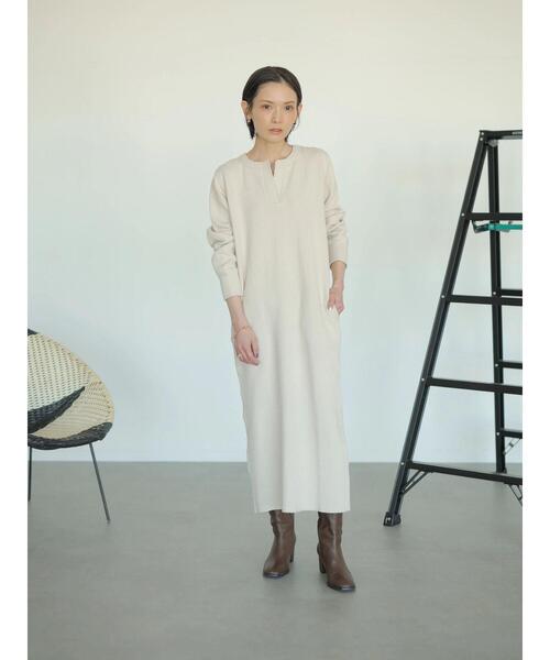 rem closet（レムクローゼット）の「ラゲットリブワンピース（ワンピース・レディース・アイボリー/グレイッシュベージュ・FREE）」の3枚目の写真