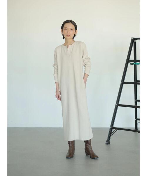 rem closet（レムクローゼット）の「ラゲットリブワンピース（ワンピース・レディース・アイボリー/グレイッシュベージュ・FREE）」の6枚目の写真