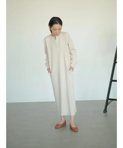 rem closet（レムクローゼット）の「ラゲットリブワンピース（ワンピース・レディース・アイボリー/グレイッシュベージュ・FREE）」の14枚目の写真