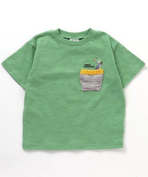 BREEZE(ブリーズ)の「ニットポケットTシャツ(Tシャツ/カットソー・キッズ・サックスブルー/グリーン/ピンク/ライトグレー・120/130/80/90/100/110/140)」の1枚目の写真