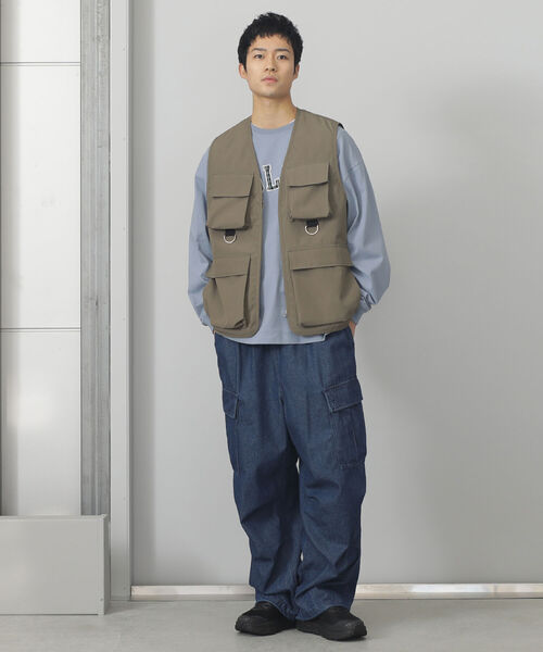 BEAMS HEART(ビームスハート)の「BEAMS HEART / チェック レタード ビッグ ロングスリーブ Tシャツ(Tシャツ/カットソー・メンズ・グリーン/ブルー系その他・MEDIUM/SMALL/LARGE)」の8枚目の写真