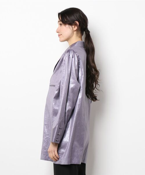 MADEMOISELLE ROPE'（マドモアゼル ロペ）の「【BELPER】グロッシーウェスタンシャツ（シャツ/ブラウス・レディース・ブラック/ラベンダー・FREE）」の3枚目の写真