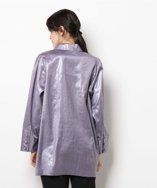 MADEMOISELLE ROPE'（マドモアゼル ロペ）の「【BELPER】グロッシーウェスタンシャツ（シャツ/ブラウス・レディース・ブラック/ラベンダー・FREE）」の4枚目の写真
