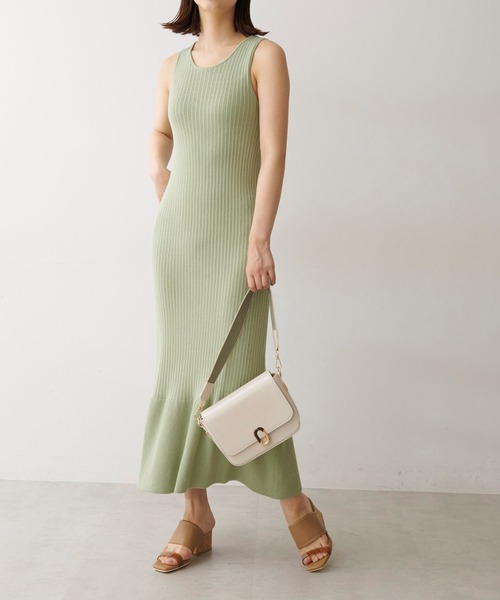 FREE'S MART(フリーズマート)の「◆ニットアップリブワンピース(ワンピース・レディース・ベージュ/ブルー/グリーン・FREE)」の1枚目の写真