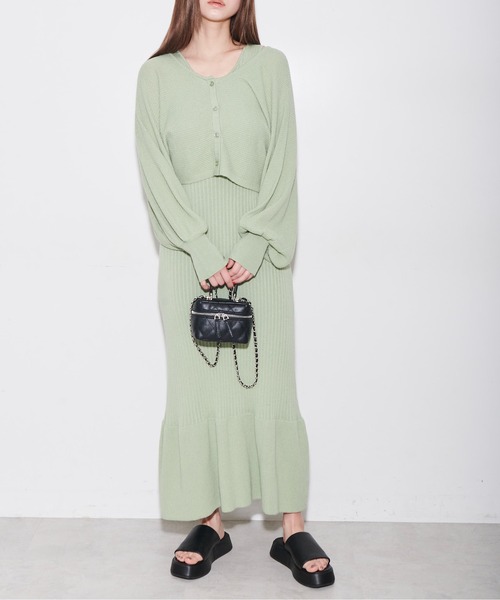 FREE'S MART(フリーズマート)の「◆ニットアップリブワンピース(ワンピース・レディース・ベージュ/ブルー/グリーン・FREE)」の4枚目の写真