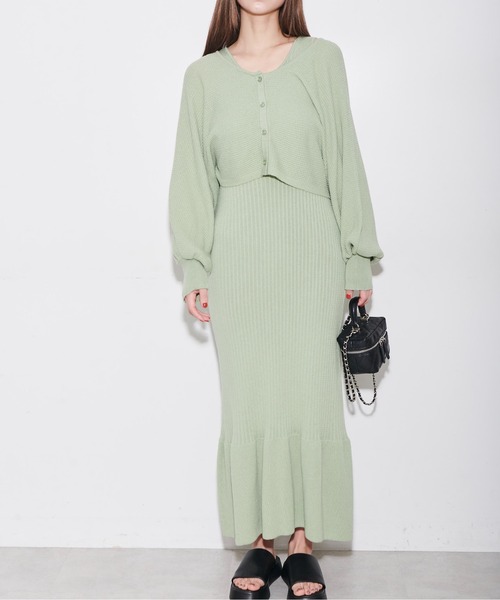 FREE'S MART(フリーズマート)の「◆ニットアップリブワンピース(ワンピース・レディース・ベージュ/ブルー/グリーン・FREE)」の5枚目の写真