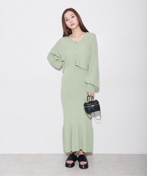 FREE'S MART(フリーズマート)の「◆ニットアップリブワンピース(ワンピース・レディース・ベージュ/ブルー/グリーン・FREE)」の6枚目の写真