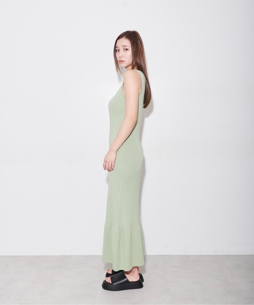 FREE'S MART(フリーズマート)の「◆ニットアップリブワンピース(ワンピース・レディース・ベージュ/ブルー/グリーン・FREE)」の7枚目の写真