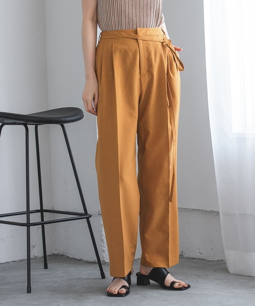 A part by(アパートバイ)の「セットアップ対応/リネンライクワイドパンツ 276405(その他パンツ・レディース・ブラック/ベージュ/グリーン/オレンジ・MEDIUM/LARGE)」の4枚目の写真