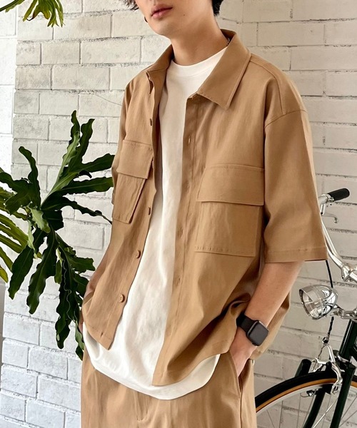 PBLIM(ページボーイリム)の「【PAGEBOYLIM】スーパーストレッチシャツ(シャツ/ブラウス・レディース・ブラック/ベージュ・MEDIUM/LARGE)」の1枚目の写真