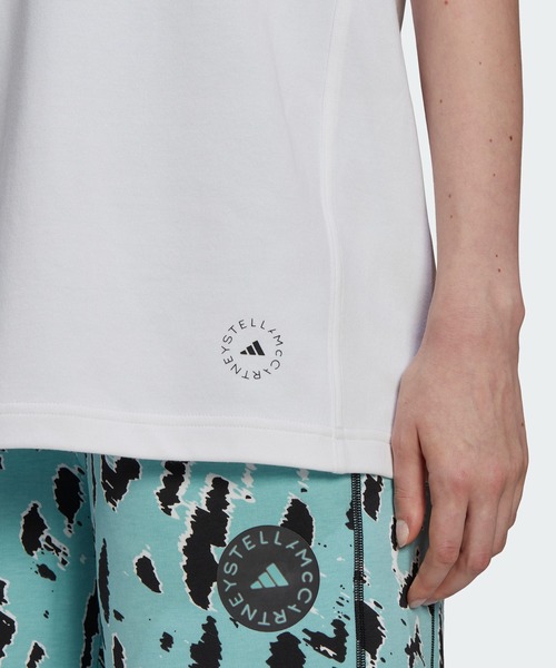 adidas by Stella McCartney（アディダスバイステラマッカートニー）の「【adidas by Stella McCartney】 ロゴ 半袖Tシャツ / 夏服 / アディダス（Tシャツ/カットソー・レディース・ブラック/ホワイト/ブルー/ライトグレー/ホワイト×パープル/ブラック×イエロー・MEDIUM/SMALL/LARGE/X-LARGE）」の9枚目の写真