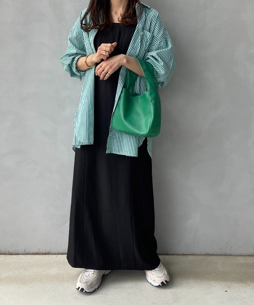 Re:EDIT（リエディ）の「[低身長/高身長サイズ有]MIXストレッチベアキャミワンピース（ワンピース・レディース・ブラック/グレー/イエロー/オレンジ/アイボリー・MEDIUM/LARGE/SHORT/TALL）」の11枚目の写真