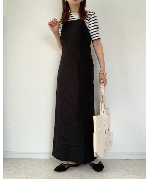 Re:EDIT（リエディ）の「[低身長/高身長サイズ有]MIXストレッチベアキャミワンピース（ワンピース・レディース・ブラック/グレー/イエロー/オレンジ/アイボリー・MEDIUM/LARGE/SHORT/TALL）」の21枚目の写真