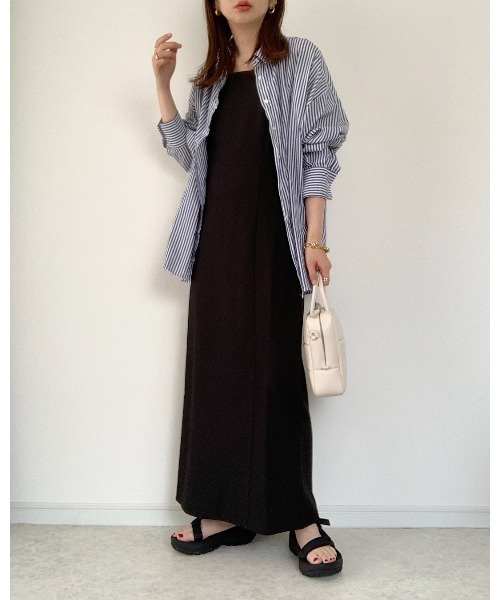 Re:EDIT（リエディ）の「[低身長/高身長サイズ有]MIXストレッチベアキャミワンピース（ワンピース・レディース・ブラック/グレー/イエロー/オレンジ/アイボリー・MEDIUM/LARGE/SHORT/TALL）」の20枚目の写真