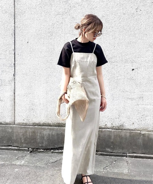 Re:EDIT（リエディ）の「[低身長/高身長サイズ有]MIXストレッチベアキャミワンピース（ワンピース・レディース・ブラック/グレー/イエロー/オレンジ/アイボリー・MEDIUM/LARGE/SHORT/TALL）」の15枚目の写真