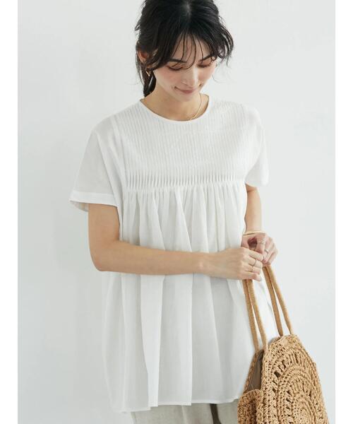 CRAFT STANDARD BOUTIQUE(クラフトスタンダードブティック)の「フロントピンタックブラウス *◆(シャツ/ブラウス・レディース・ブラック/オフホワイト/イエロー/グリーン・FREE)」の5枚目の写真