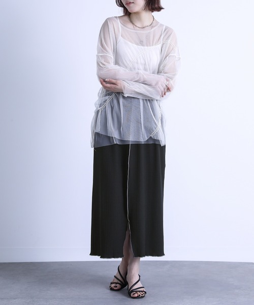 n'OrLABEL（ノアールレーベル）の「『センターラインスリットリブスカート』（スカート・レディース・ブラック/ラベンダー/ライトパープル・1/2）」の5枚目の写真