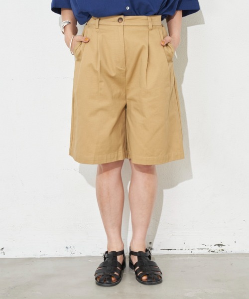 Libra Cue（リブラ キュー）の「チノショートパンツ（チノパンツ・レディース・ブラック/ベージュ・FREE）」の8枚目の写真