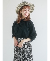 スタンドレース衿半袖ブラウス