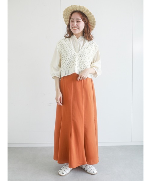 ehka sopo（エヘカソポ）の「スタンドレース衿半袖ブラウス（シャツ/ブラウス・レディース・ブラック/オフホワイト/モカ/キナリ・ﾌﾘ-）」の5枚目の写真