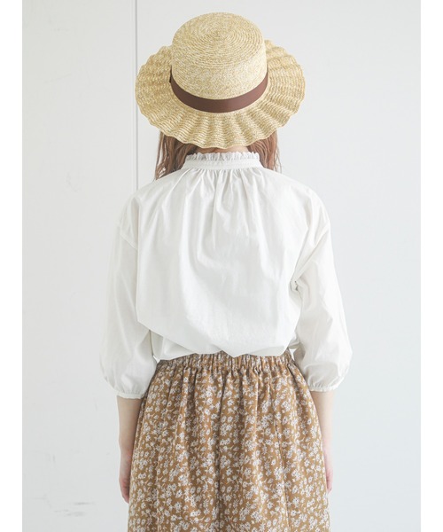 ehka sopo（エヘカソポ）の「スタンドレース衿半袖ブラウス（シャツ/ブラウス・レディース・ブラック/オフホワイト/モカ/キナリ・ﾌﾘ-）」の12枚目の写真