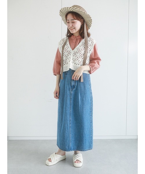 ehka sopo（エヘカソポ）の「スタンドレース衿半袖ブラウス（シャツ/ブラウス・レディース・ブラック/オフホワイト/モカ/キナリ・ﾌﾘ-）」の11枚目の写真