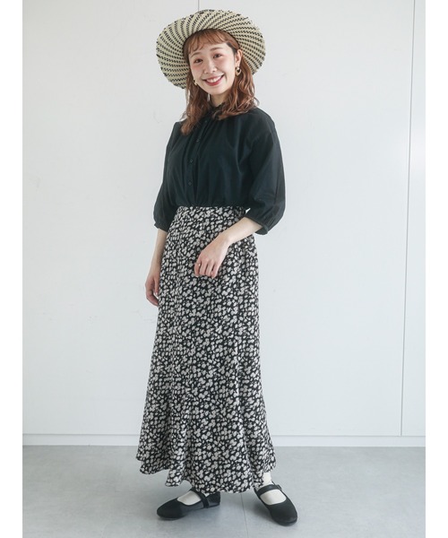 ehka sopo（エヘカソポ）の「スタンドレース衿半袖ブラウス（シャツ/ブラウス・レディース・ブラック/オフホワイト/モカ/キナリ・ﾌﾘ-）」の9枚目の写真