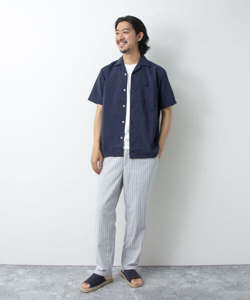 NOLLEY'S goodman(ノーリーズグッドマン)の「EVALET オープンカラーシャツ(吸水速乾、軽量ストレッチ素材)セットアップ可(シャツ/ブラウス・メンズ・ブルー/ネイビー・MEDIUM/LARGE/SMALL/X-LARGE)」の3枚目の写真