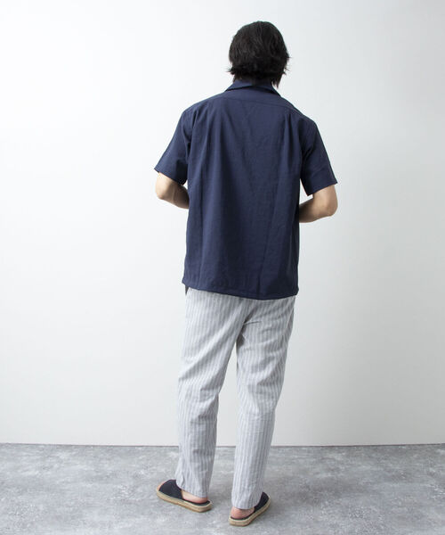NOLLEY'S goodman(ノーリーズグッドマン)の「EVALET オープンカラーシャツ(吸水速乾、軽量ストレッチ素材)セットアップ可(シャツ/ブラウス・メンズ・ブルー/ネイビー・MEDIUM/LARGE/SMALL/X-LARGE)」の4枚目の写真