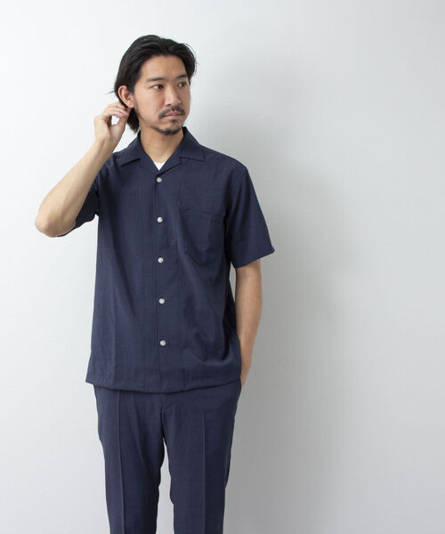 NOLLEY'S goodman(ノーリーズグッドマン)の「EVALET オープンカラーシャツ(吸水速乾、軽量ストレッチ素材)セットアップ可(シャツ/ブラウス・メンズ・ブルー/ネイビー・MEDIUM/LARGE/SMALL/X-LARGE)」の10枚目の写真