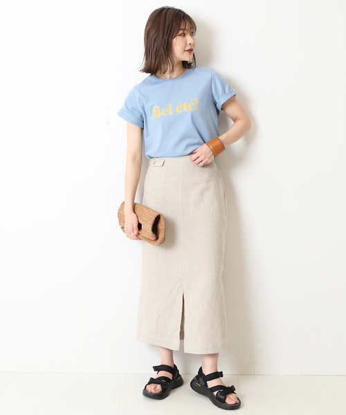 リネンコインポケットタイトスカート