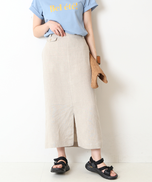 リネンコインポケットタイトスカート
