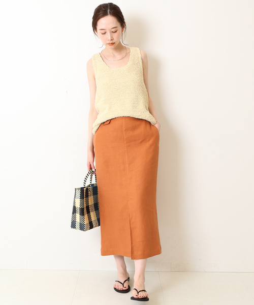 リネンコインポケットタイトスカート