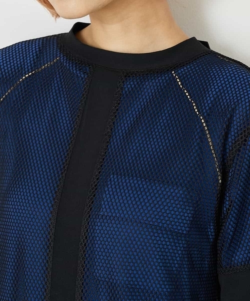 A de a.v.v(アードアー・ヴェ・ヴェ)の「バックオープンメッシュワンピ―ス(Tシャツ/カットソー・レディース・ブラック/ホワイト・MEDIUM/SMALL)」の4枚目の写真